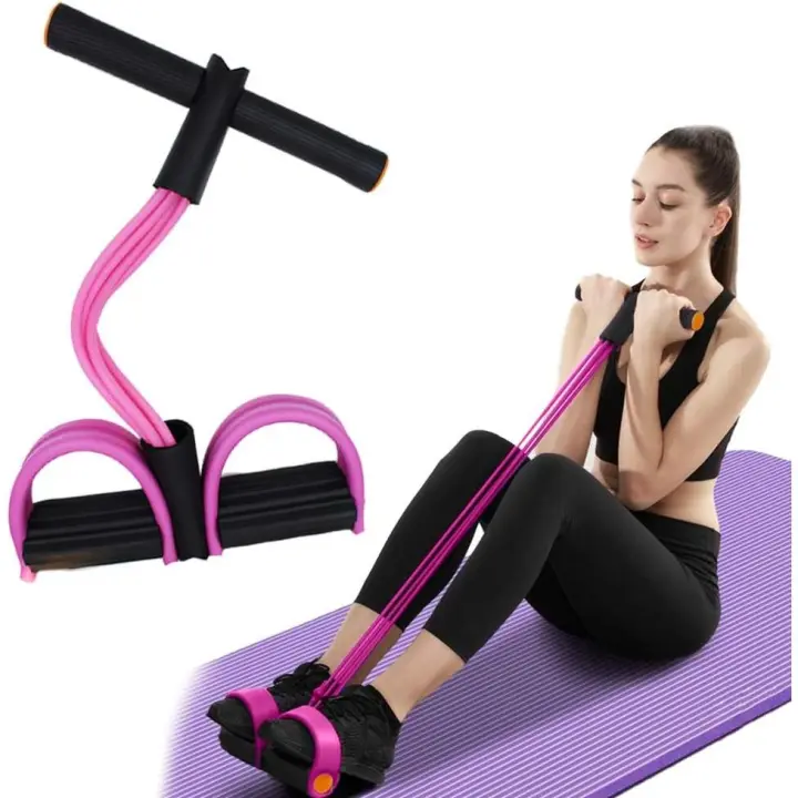 Cuerda de tensión multifunción, banda de resistencia elástica para pedal de yoga de 6 tubos, cuerda de tensión de látex natural, equipo de fitness, color rosa - 1