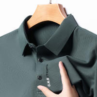 Camisa Polo Para Hombre De Color Sólido Con Mangas Cortas Transpirable Y Cómoda Estilo Casual Y Negocios Nuevo Arrivals - details 9