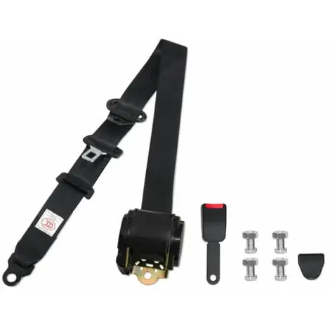 Pcs Cinturón DE SEGURIDAD retrácthil Universal de 3 puntos para automóviles de autobús, Negro Y 1 Pcs SSITO - 1