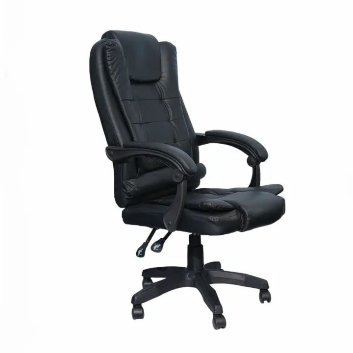DASCK Sillón de Oficina Altura Ajustable Cuero Sintético Acolchada Reclinable Silla Director, Negro, Universal - 1