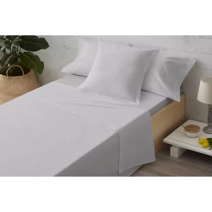 Plusdescanso- Juego de sábanas lisas Singular. Elegantes y de muy buena calidad. Formada por bajera, encimera y funda/s almohada. Algodón/Poliéster. - 1