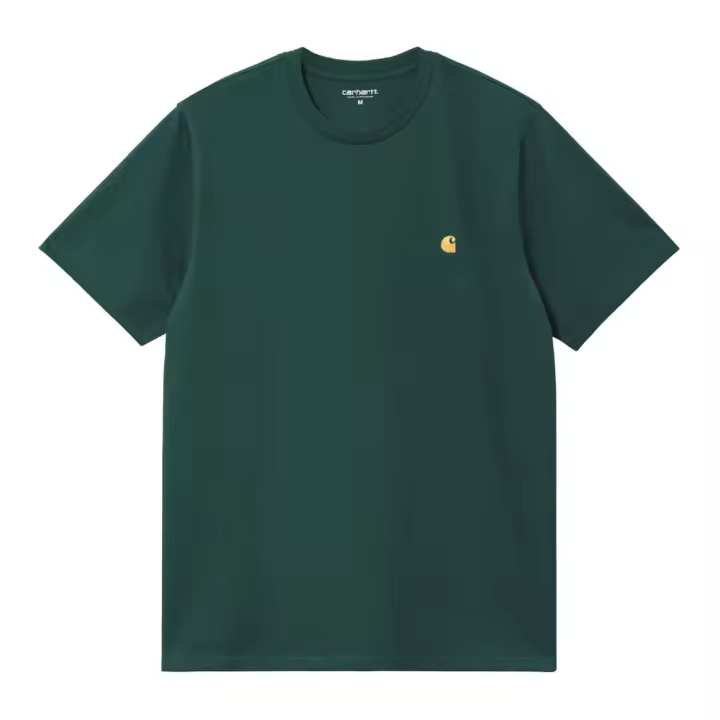 Camiseta Verde Carhartt Chase T-Shirt Dark Fir Gold de Corte Holgado - 1