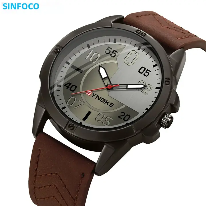 Reloj De Pulsera De Cuarzo Para Hombre SYNOKE Deportivo Y Militar Resistente Al Choque Con Correa De Cuero Moda Casual Relogio Masculino - 1