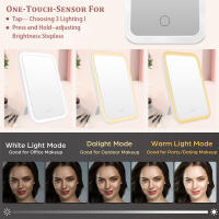 Espejo De Maquillaje Portátil Con Luz LED Pantalla Táctil De 3 Colores Ajustable Espejo Cosmético Plegable Para Belleza - details 2
