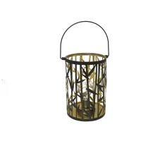 Lámpara Decorativa Vintage de Metal Gissed con Diseño de Bambú  Estilo Farolillo  Color Negro y Dorado  Ambientes Acogedores  Iluminación Cálida para Interiores y Exteriores  Tamaño 14x20 cm  Funciona con Bombilla E27  Ideal para Jardín - details 2