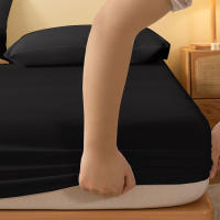 Sábana Sólida Mate Negra Para Dormitorio 1 Pieza Cobertor De Cama Elegante Sin Almohadillas De Poliéster 100% Muebles Y Decoración De Hogar - details 4
