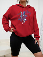 Sudadera De Mujer Con Capucha Estampada De Koi De Buena Suerte Estilo Casual Harajuku De Poliéster Suave Con Bolsillo Para Otoño Multicolor - details 9