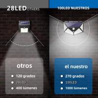 Luz De Pared Solar Con Sensor De Movimiento 100LED Iluminación Al Aire Libre Impermeable Lámpara De Calle Con Luz Solar Spot - details 7