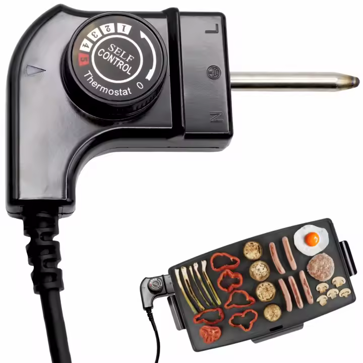 CHEFZOCO Cable Plancha de Asar, Cable Termostato para Plancha Eléctrica, Cable Termostato Plancha Cocina, Cable Eléctrico Planchas de cocina, Rango temperatura de 0 a 280°, 250V 10A 2000W, 1 Metro - 1