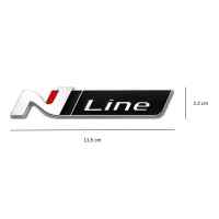 Banner - Emblema N Line Adhesivo metealico compatible con Hyundai Plateado brillo negro