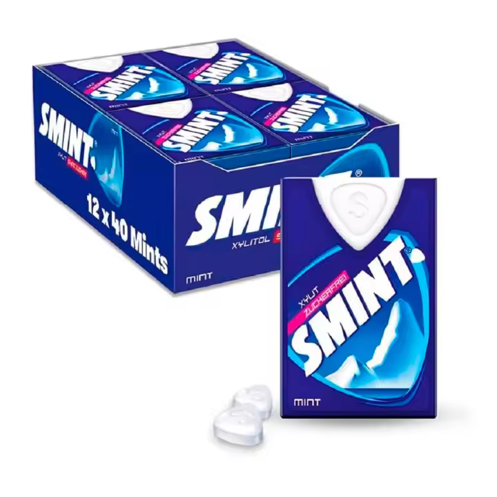 Smint Tabs Menta, Caramelo Comprimido Sin Azúcar - 12 unidades de 8 gr. (Total 96 gr.) - 1