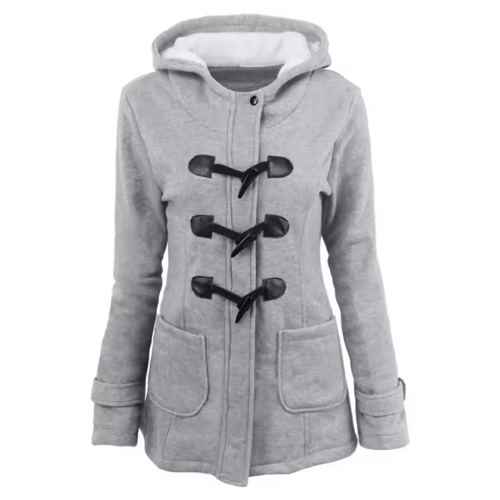 Abrigo De Trench Casual Para Mujer Cierre De Cremallera Con Capucha Botones De Cuerno Abrigo Largo De Mujer Top Feminino - 1