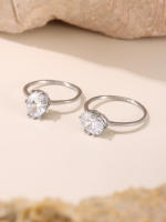 Encanto Anillo de circonia brillante de lujo para mujer, anillo de dedo de promesa de pareja chapado en oro de acero inoxidable 316, regalo de joyería con abalorio de boda,anillos de circón para mujer, regalo de joyería de boda para parejas - details 10