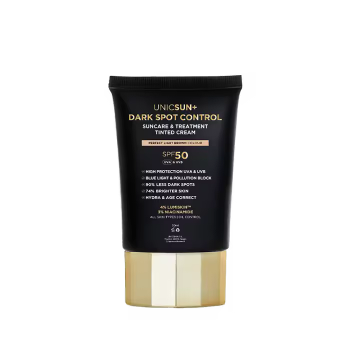UNICSKIN - UNICSUN+ DARK SPOT CONTROL PERFECT LIGHT BROWN - Crema Facial con Color y Protección Solar SPF50 - 1