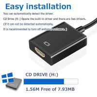 Adaptador USB a HDMI, adaptador de audio y video USB 3,0/2,0 a HDMI, convertidor de cable de gráficos de video HD 1080P para PC, computadora portátil, TV HDTV compatible con Windows XP/7/8/8.1/10 - Negro - details 1