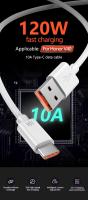 Cable de carga USB tipo C 120W 10A para Huawei P40 P30 honor Xiaomi Redmi 13 OnePlus Pequeño cable datos Super Cargador - details 1