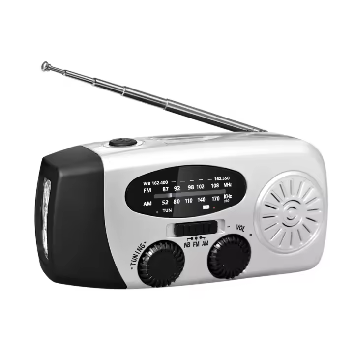 De Mano Radio Con LED Y Tiempo Alert FM AM WB NOAA Recargable Por USB Y Crank 600mAh Resistente Al Agua Para Camping Y Emergencias - 1