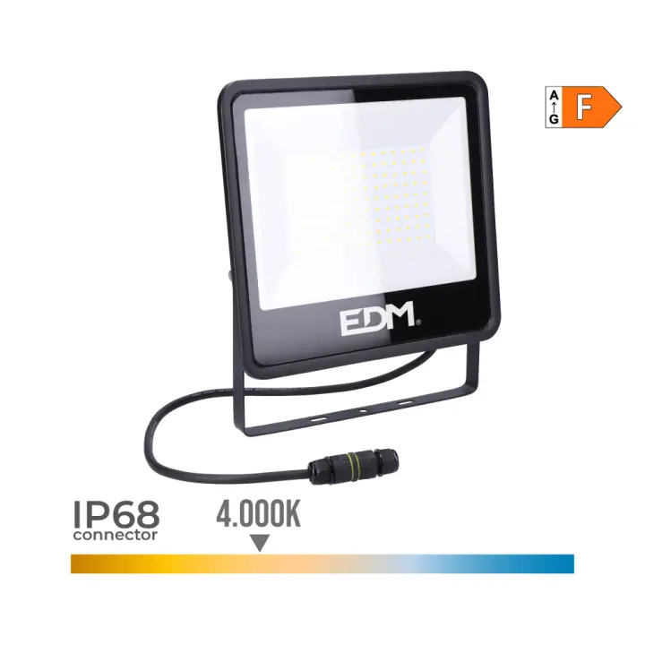 FOCO PROYECTOR LED 100W 8200lm 4000K LUZ DIA BLACK SERIES 24,6x22,8x2,9cm EDM - 1