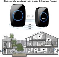 Timbre inalámbrico, kit de timbre impermeable, que distingue entre la puerta principal y la puerta trasera, más de 1.000 pies y 60 tonos de llamada, volumen de nivel 5 y Flash led, adecuado para aulas de oficinas domésticas - details 1