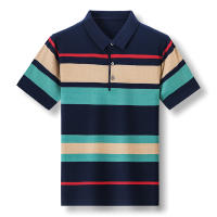 Camisa Polo De Hombre Para Verano 2024 Con Rayas Tejida Cómoda Y Fresca Estilo Casual Moda T-shirt Manga Corta Color Contraste - details 9