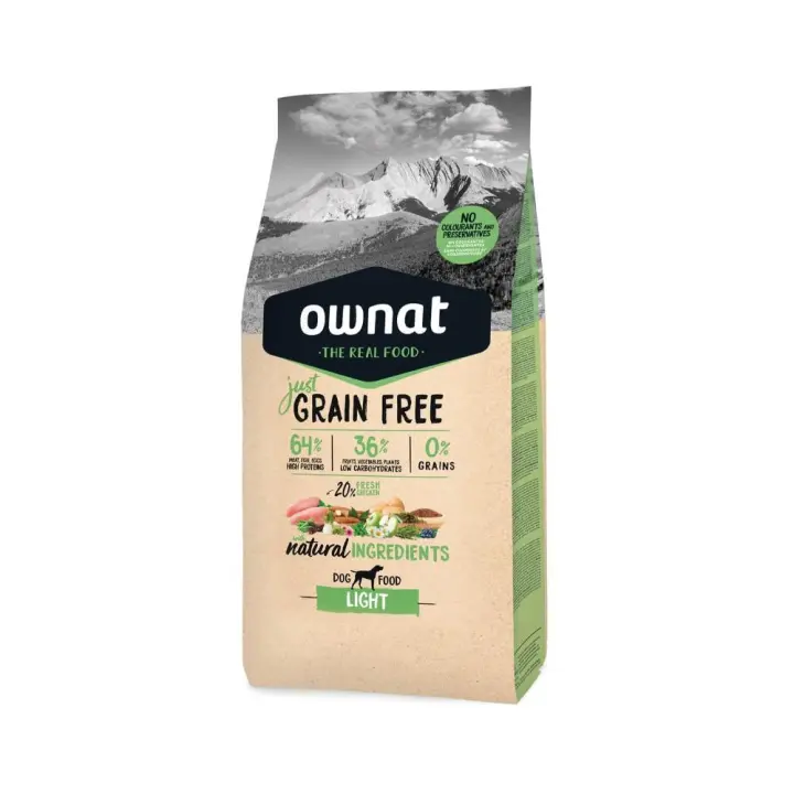 Ownat Grain Free Just Light- Alimnto seco  sin cereales para perros con tendencia al sobrepeso - 1
