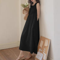 Vestido Largo Sin Mangas De Verano ZANZEA Estilo Coreano Suelto Con Pliegues Para La Playa Vestido Casual De Playa A-Line Para Mujer - details 9