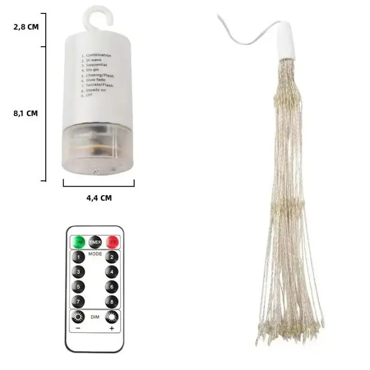 Decoraciones De Navidad Dandelion Fireworks Lamp Luces LED Cadena 200 LEDs Control Remoto 8 Modos Guirnalda De Navidad Multicolor - 1