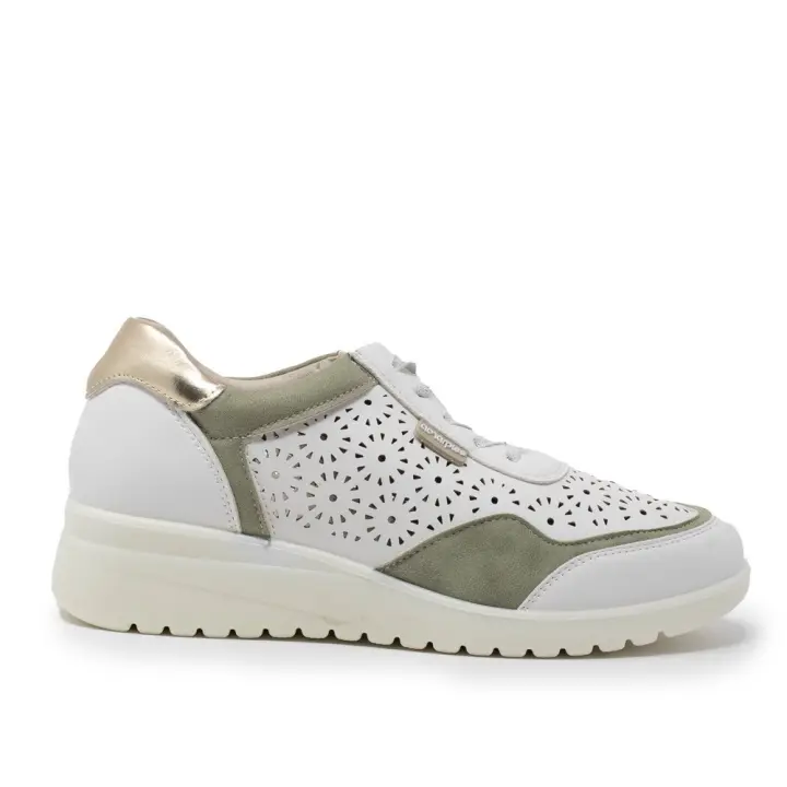 AMARPIES 28308BLCO-KA Sneakers mujer 35590 25V CASUAL SPORT PICADO BLANCO-KAKI - 1