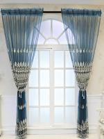 Cortina De Living Estilo Europeo Bordada Elegante Y De Alta Gama 1 Pieza Translúcida Con Función De Sombreado Tipo De Instalación En Techo Adecuada Para Ventanas Francesas Material 100% Algodón - details 4