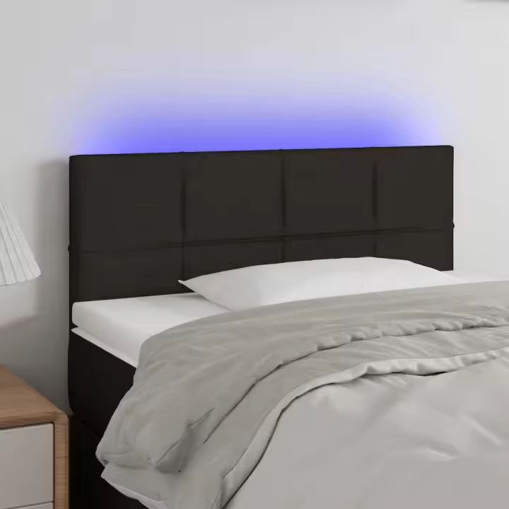 vidaXL Cabecero con LED de tela negro 90x5x78/88 cm - 1