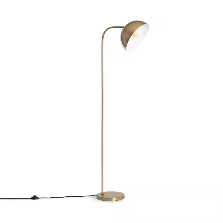LEDKIA LIGHTING - Lámpara de Pie Bowlen | Diseño Elegante y Moderno | Compatibilidad con Bombilla E27 | Uso Interior IP20 | Dimensiones Compactas, Dorado, Aluminio - 1