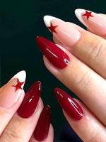 24pcs Uñas Postizas Largas Almendra Blancas Estilo Francés Detalladas Tiras Adhesivas De Uñas Postizas ABS Para Fiesta - details 16