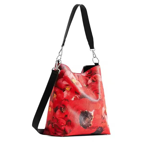 DESIGUAL - Bolso Mujer Hombro Imperial Patch Butan Floral Rojo Negro - 1