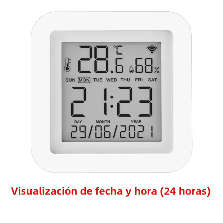 Sensor De Temperatura Y Humedad WiFi Tuya Para Hogar Inteligente Compatible Con Alexa Y Google Assistant Medidor De Temperatura Y Humedad Preciso Rango 0℃~60℃ Y 0% RH~99% RH - 1