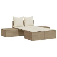 vidaXL Tumbona doble con cojines ratán sintético Negro, Marrón, Gris Sillas de Exterior Ideal para jardín, playa, piscina, terraza Tumbona Piscina Tumbonas Playa Tumbonas Jardín Exterior - details 1