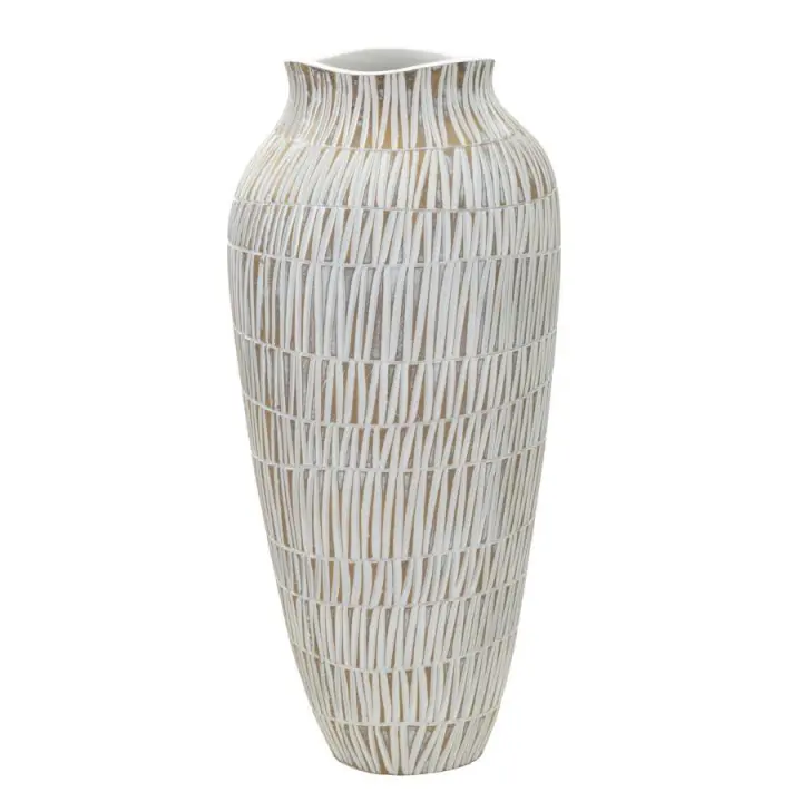 Jarrón de Resina Blanca Línea Geométricas Ø 23x50 cm - 1