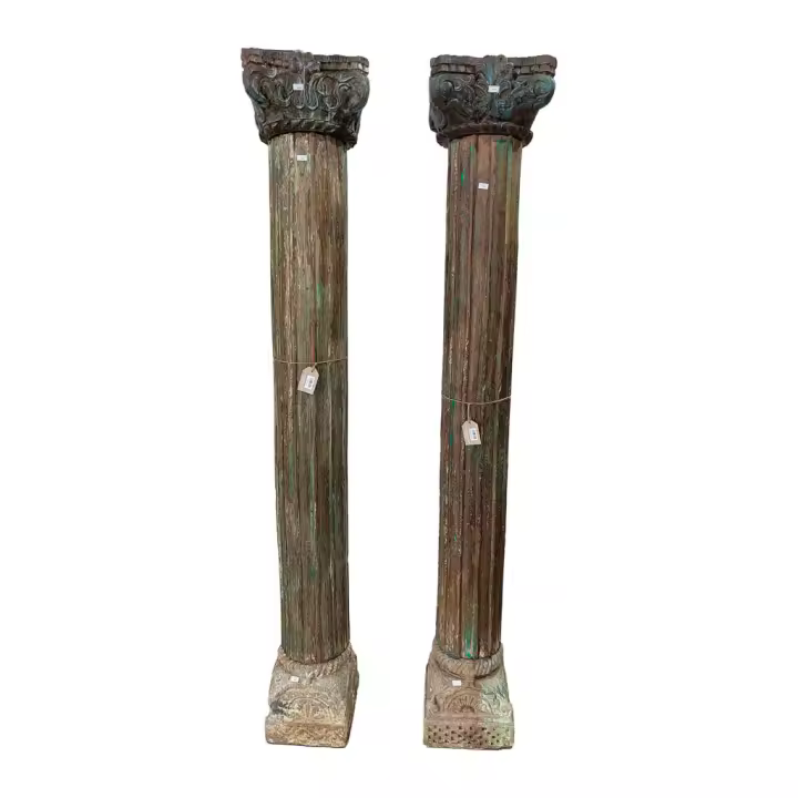 Dos columnas de madera acabado artesanal 30x30x209h cm - 1