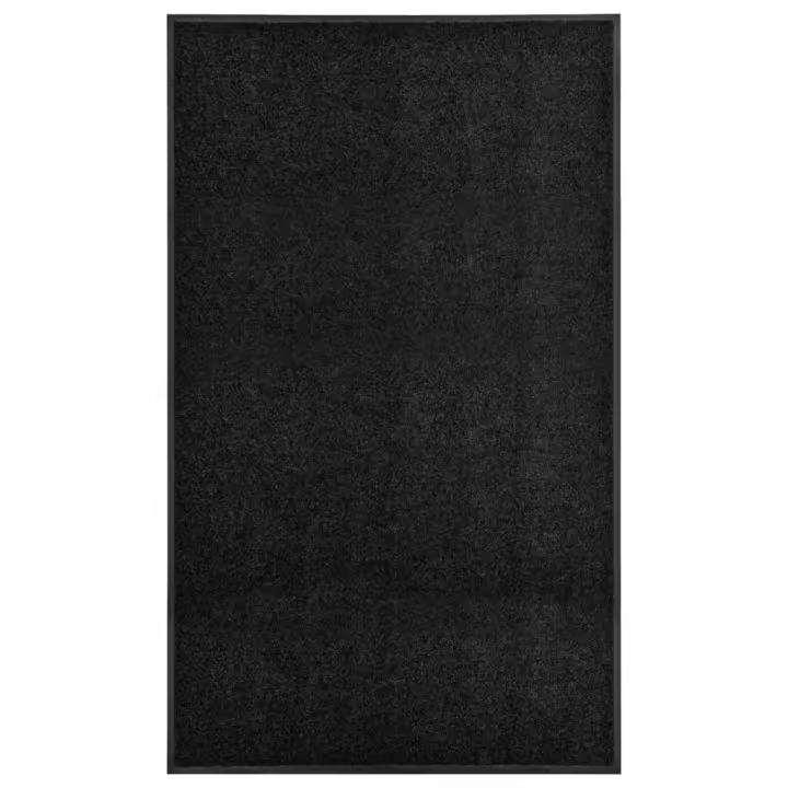 vidaXL Felpudo lavable negro 90x150 cm - 1