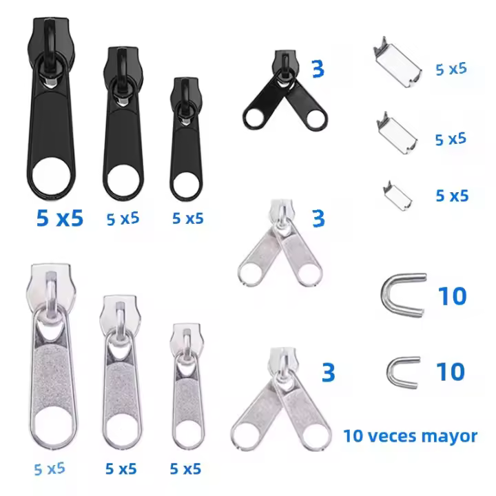 Kit De Reparación De Cremalleras 85 Piezas Fácil Reemplazo De Cabezal De Deslizador Universal Para Cremalleras Dañadas O Usadas Removibles Para Bolsos Y Ropa - 1