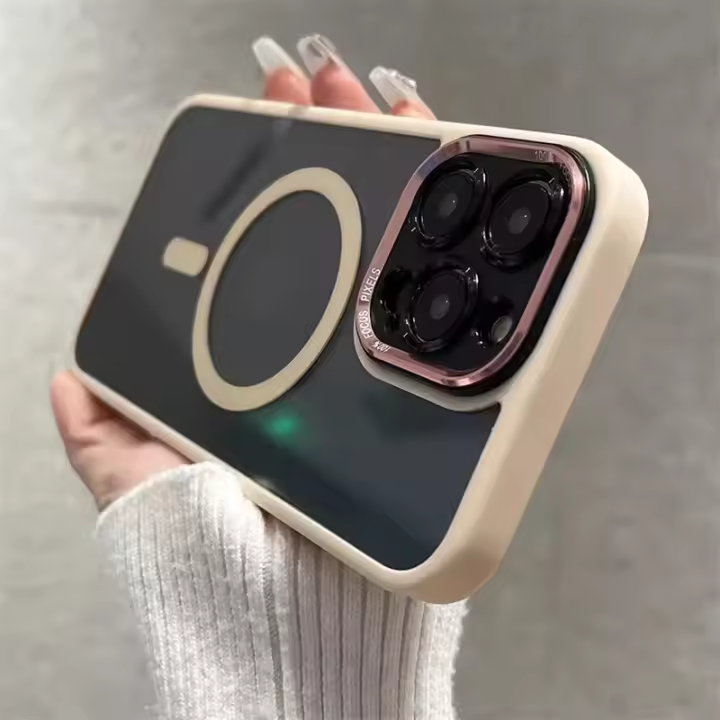 Funda De Carga Inalámbrica Magnética De Acrílico Transparente Para iPhone 16 15 14 plus 13 12 pro Max Resistente a Golpes Y Choques Cubierta Rígida Hybrída - 1
