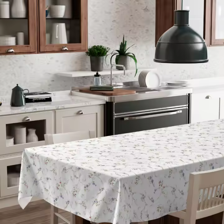 Mantel HuleHule Tex - Estampado Impermeable Alta Calidad Resistencia a Manchas y Líquidos para Cocina y Comedor Nia Garnet - 1