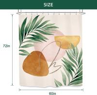 Cortina de Ducha Vintage de Mediados de Siglo - Bohemia Abstracta de Hojas de Palma Tropicales - 12 Ganchos(150cm * 180cm)  Watercolor leaves 150*180CM - details 2