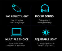 Lámpara De Escritorio Aluminio Con Luz LED RGB Colgante Para Pantalla De Computadora 55-42cm Barra De Luz Ambiental Sincronización Musical USB - details 4