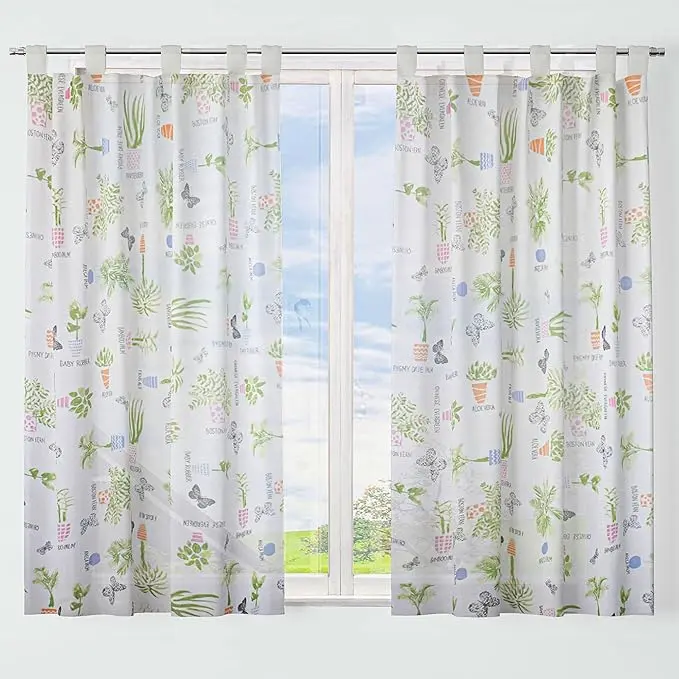 TODOBIEN STORE - Cortina de Cocina Translúcido Estampado, Visillo Transparente para Cocina, Comedor, Marco de Puerta Tejido Gasa Fina - 1