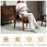 HOMCOM Sofá de 2 Plazas Tapizado en PU Sofá de Salón con Reposabrazos de Madera Respaldo Acolchado Carga Sofá Pequeño para Dormitorio Marrón - details 5