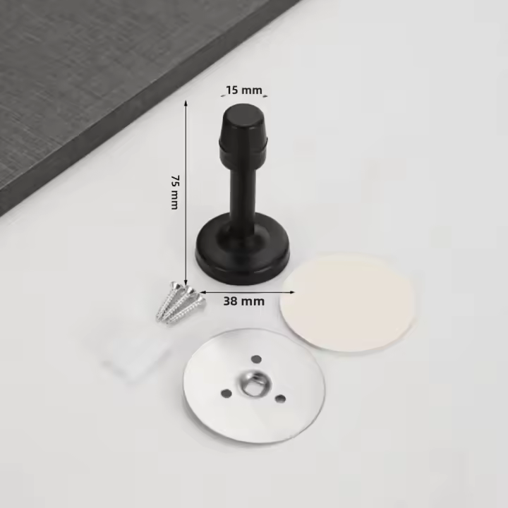 Parador De Puerta De Goma Y Acero Inoxidable Para Pared Con Tornillos Para Instalación En El Piso Para Dormitorio Y Hogar Herramientas De Hardware - 1