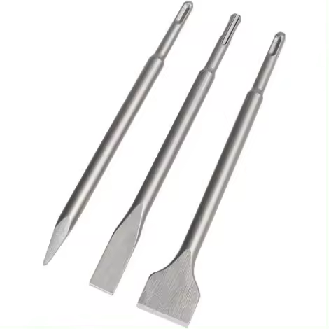 Cinceles SDS, juego de 3 (cincel de 22-25 cm, cincel estrecho, cincel de punta puntiaguda) para taladros livianos y martillos de impacto Trabajo estándar en hormigón/bloques de construcción - 1