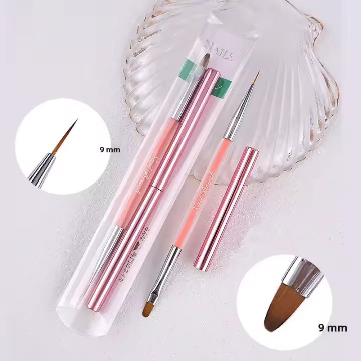 Pincel De Uñas Con Manija De Cristal Doble Gel Para Pintura Y Manicura Artículos De Belleza Y Cuidado Personal Material De Nylon - 1