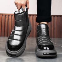 Botas De Hombre Talla Grande Con Peluche Aislante Invierno Impermeables Botines De Pies Suaves De Satén Material De Suela De Goma - details 9