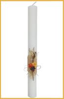 VELA (CIRIO) PARA BAUTIZO PERSONALIZADA NIÑA/NIÑO MEDIDA 3 x 30 CM DECORADA CON PICK FLORAL RÚSTICO NARANJA/MARRON. (PERSONALIZADA) AÑADIR TEXTO EN (Chatear con la tienda) - details 1